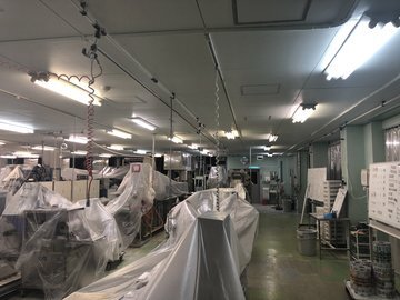 食品工場内の照明と養生された製造設備
